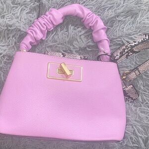 Pink Handbag with Ruched Handle